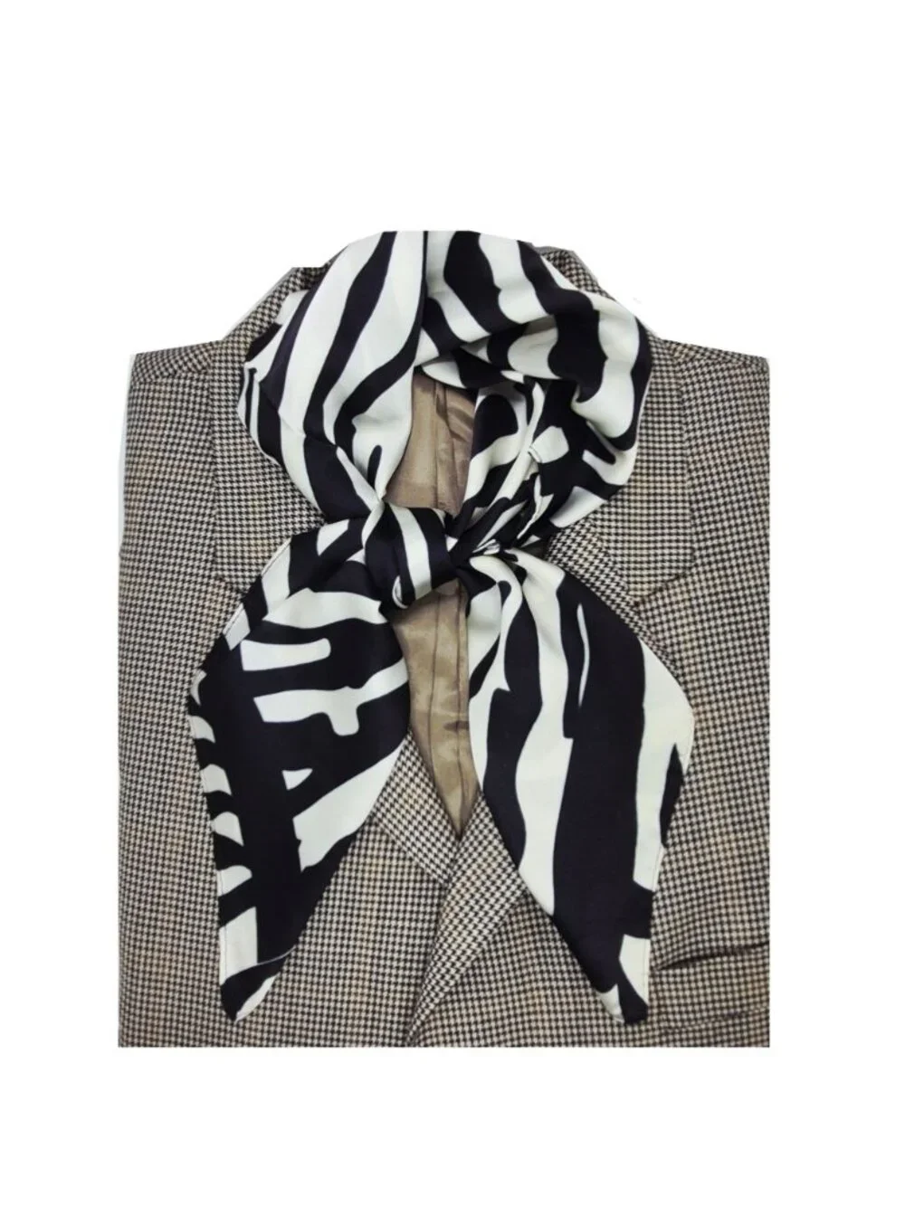 ✨Elegant Bandana Square Scarf Silky Satin Animal Print Zebra Black Beige Neck
